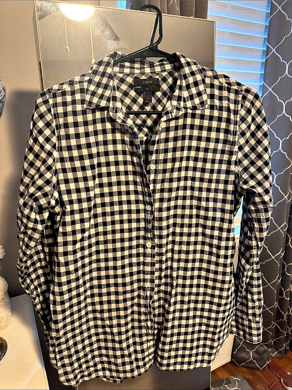 J.Crew Boy Shirt in Gingham Check Gingham Button Down in Blue & White Size Small